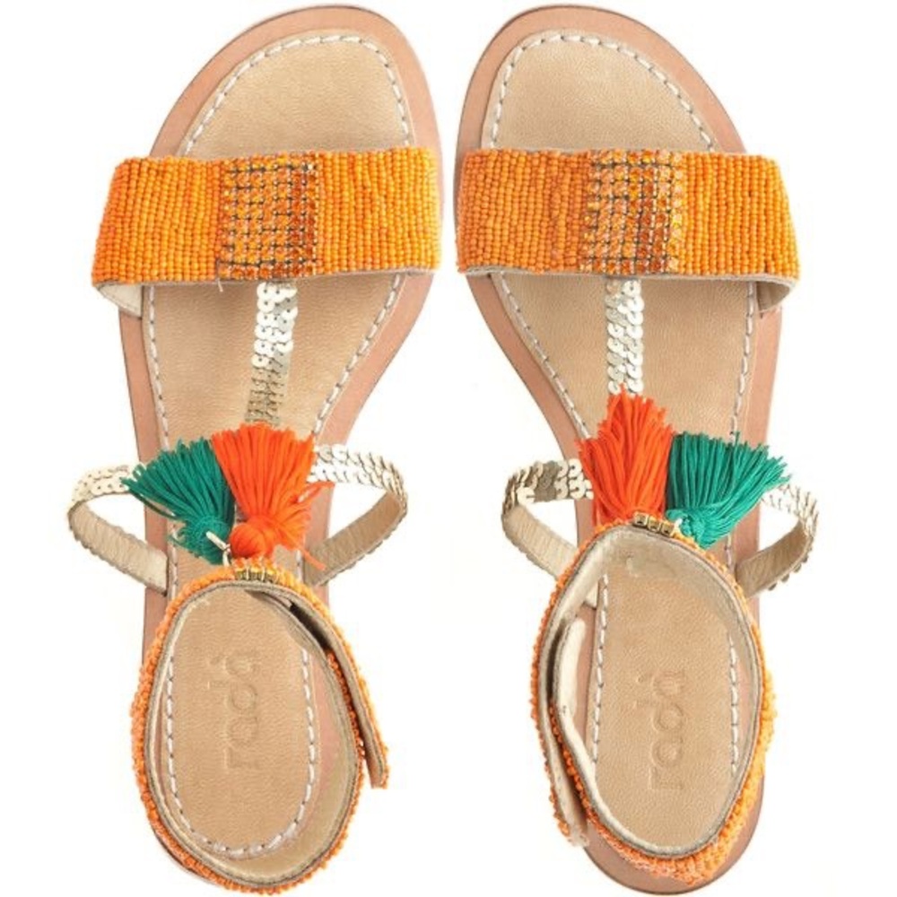 Radá Orange Beaded Gladiator Sandals
